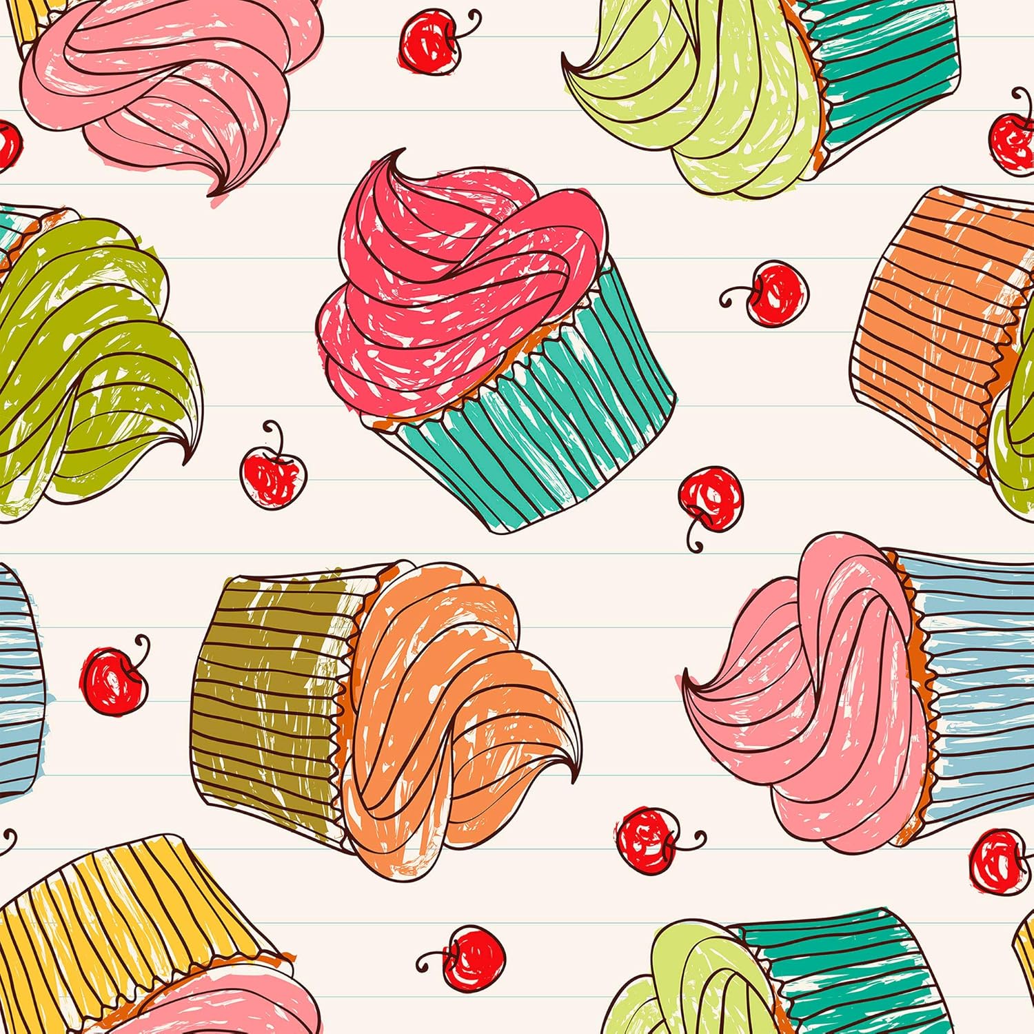 Walls By Me Peel and Stick Red and Brown Food Teens Removable Wallpaper 9325-2ft x 4ft (61x122cm)