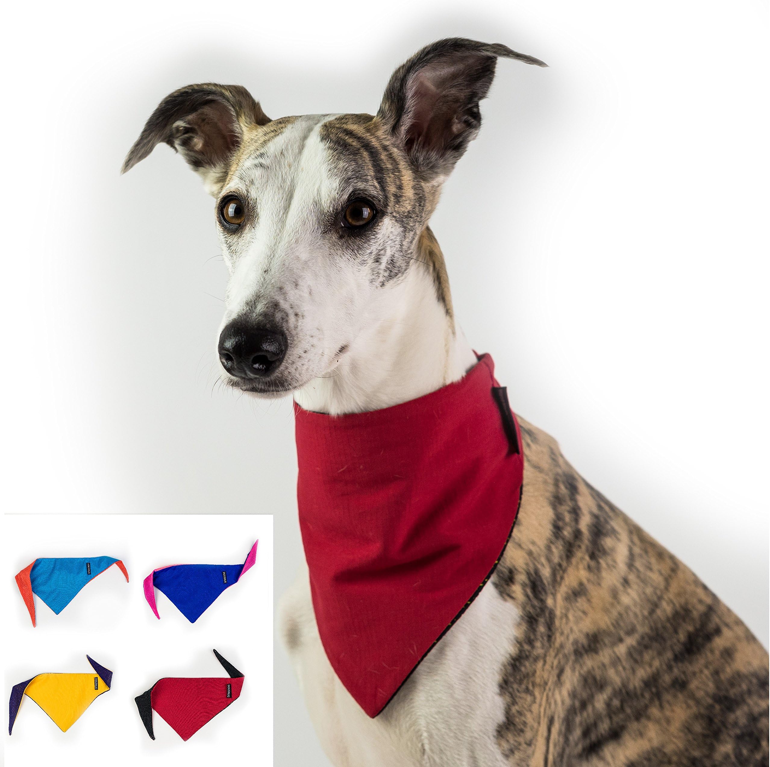 Dogsnug Dog Bandana Cooling Pet Scarf Neckerchief Bib Collar Reversible UK Made - Large, Red and Black