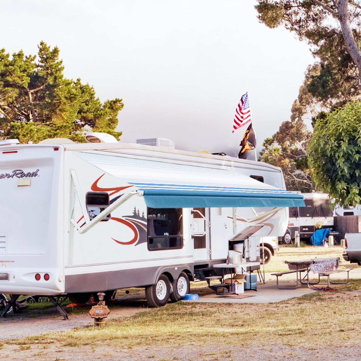 Awnlux White Motorized Modular Retractable RV Awning Full