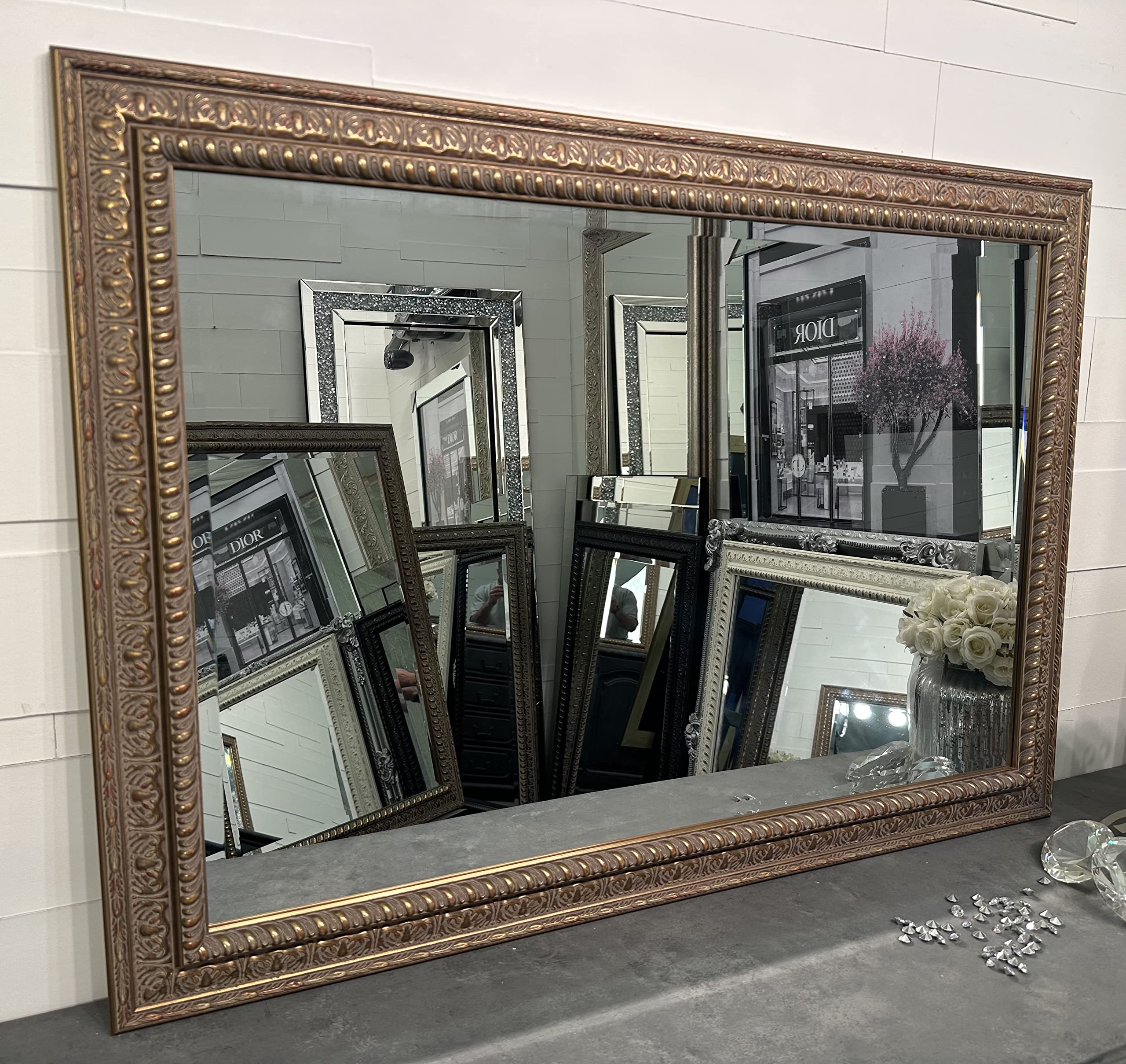 Fabulous Mirrors Gold Mirror Antique Frame Wall Mirror 107Cm X 76Cm / 42" X 30" / 3Ft6 X 2Ft6 Prestige Beveled Mirror