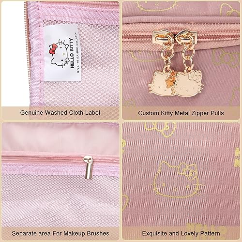 Miniatura 5 de Vimanllie Bolsa de cosméticos de viaje, bolsa de lavado de maquillaje con organizador de cremallera, portátil, con asa, bolsa de almacenamiento con