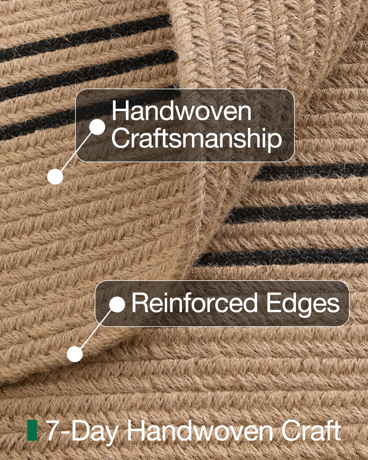 LUMI 3x7 Jute Runner Rug Non Slip for Hallway, Natural Rustic Carpet No Shedding, Farmhouse Braided Area Mat Indoor High Traffic for Living Room, Entryway, Kitchen, Laundry