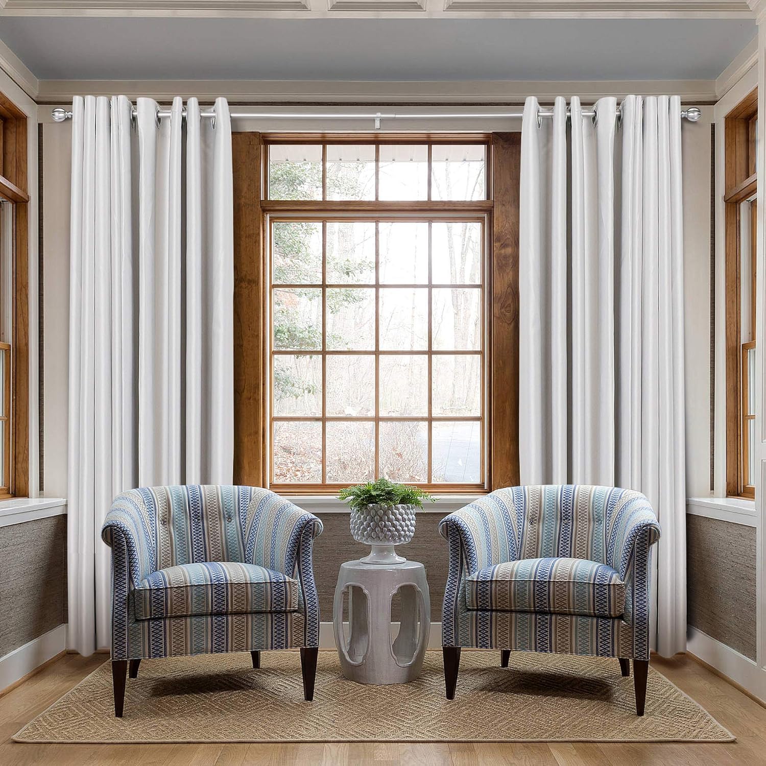 UTOPIA ALLEY Wall Mounted 3/4 Inch Curtain Rod For Windows 48 to 86 Inch, Adjustable Drapery Rods, Nickel Curtain Rods, Bedroom Curtain Rods, Tapestry Poles (Nickel, 48"-86")