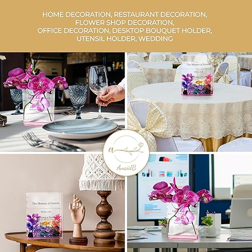 Miniatura 6 de AnaidB Florero de libro para flores, jarrón de acrílico para flores, jarrones de libros, jarrón transparente para libros, jarrón con forma de libro,