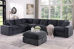 Ball Cast 146 Oversized Modular L-Shaped Sectional Sofa Large Chenille Upholstered Couch 8 Seat with Movable Ottoman 2
