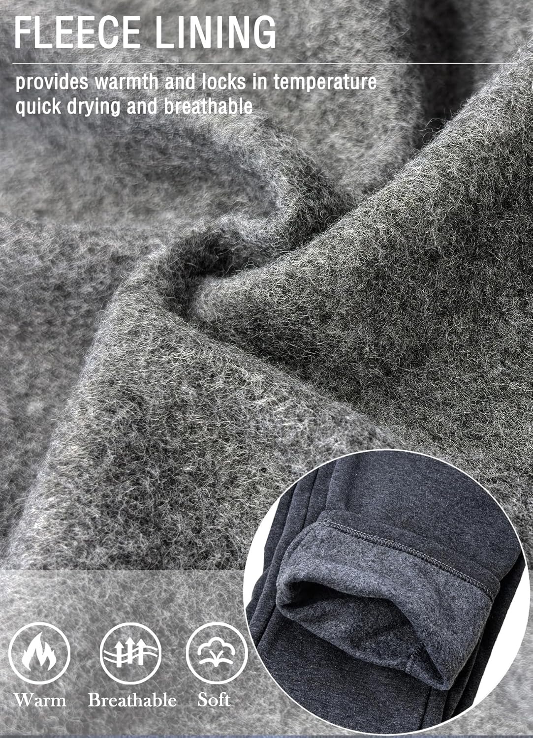 Mens Fleece Athletic Sweatpants Workout Relaxed Fit Drawstring Sweat Pants with Pockets - Image 3