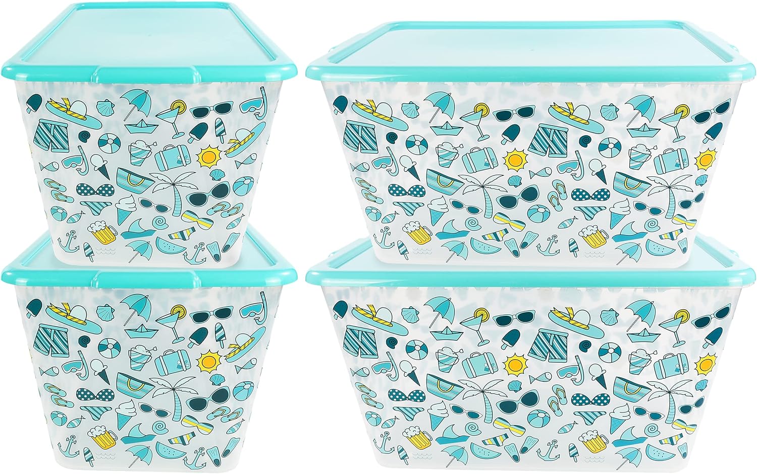 58 QT Stackable Plastic Storage Bins with Lids, 4-Pack Large Clear Storage Bins for Organizing Garage Closet, Durable Nestable Containers, Made in USA