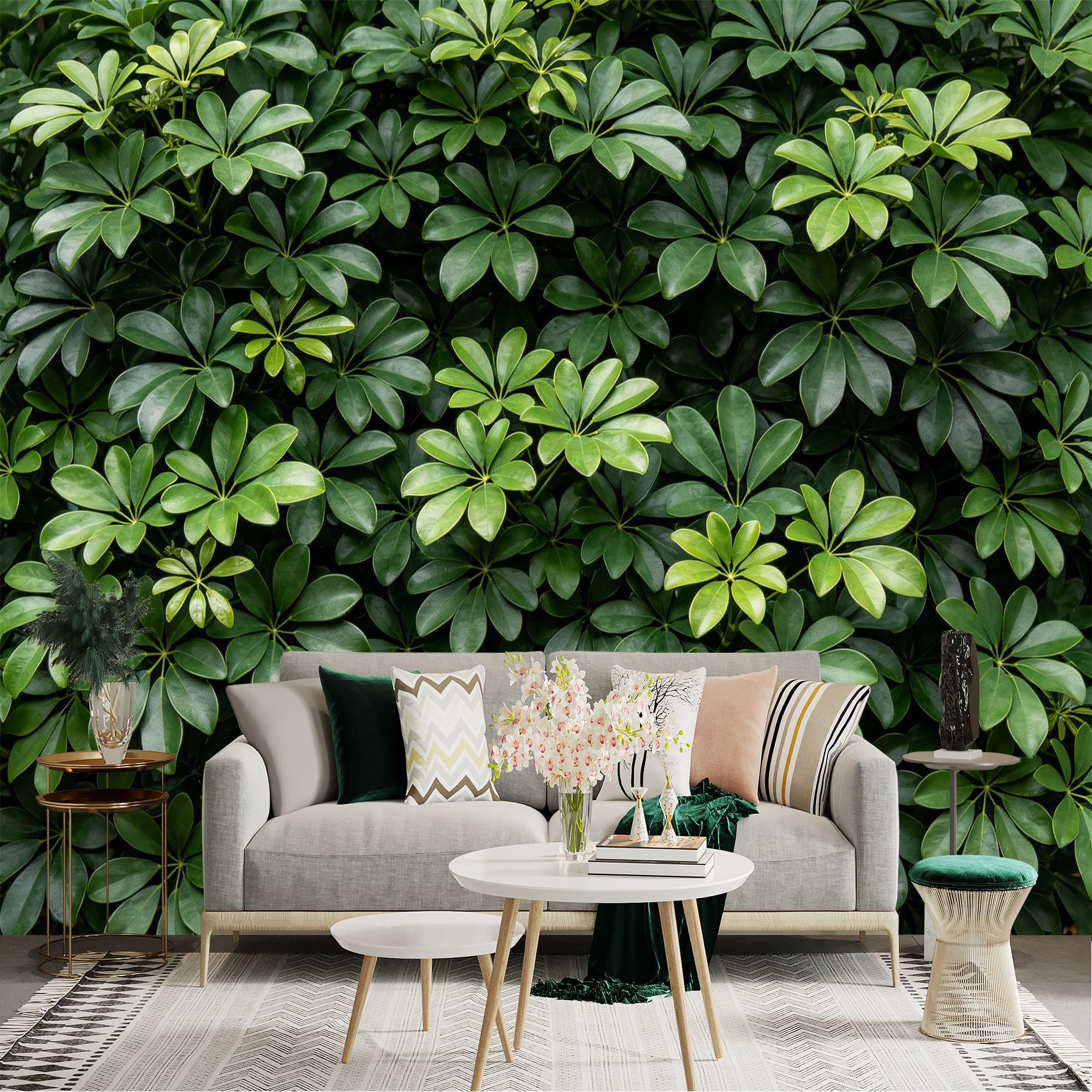 Lnzczhyre Dbh260521974 Custom Size Wall Sticker Mural， Lush Green Tropical Leaves， Vibrant Foliage Pattern， Nature Inspired Botanical Texture， For Wall Decoration， Peelandstick Wall Decals.
