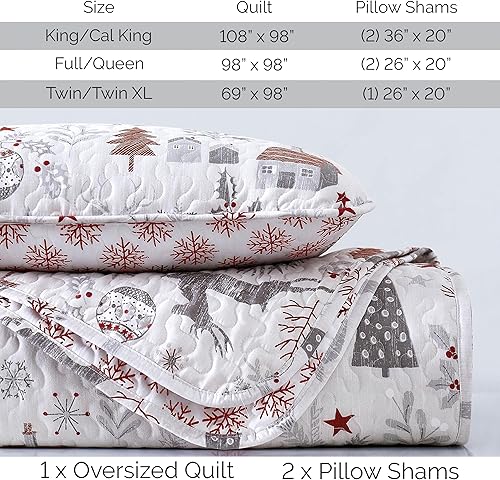 Miniatura 10 de Southshore Fine Living, Inc. Holly Jolly - Juego de ropa de cama suave de 3 piezas con fundas acolchadas, tamaño matrimonialqueen