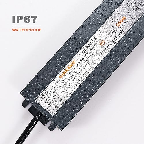 Miniatura 2 de 200W IP67 impermeable voltaje constante LED controlador fuente de alimentación transformador, 100-130V AC entrada universal con enchufe, salida 24V