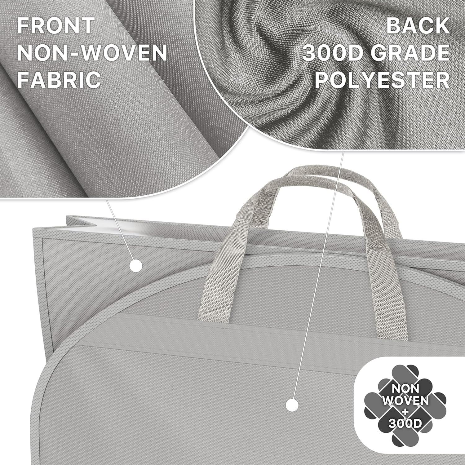 Simple Houseware 60-Inch Travel Garment Bag, Non-Woven | Lightweight, Gray, 3 Pack