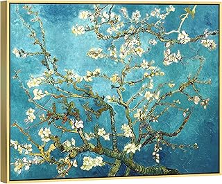 Wieco Art Gold Framed Giclee Canvas Prints of Almond Blossom by Vincent Van Gogh Paintings Reproduction Wall Art Pictures ...