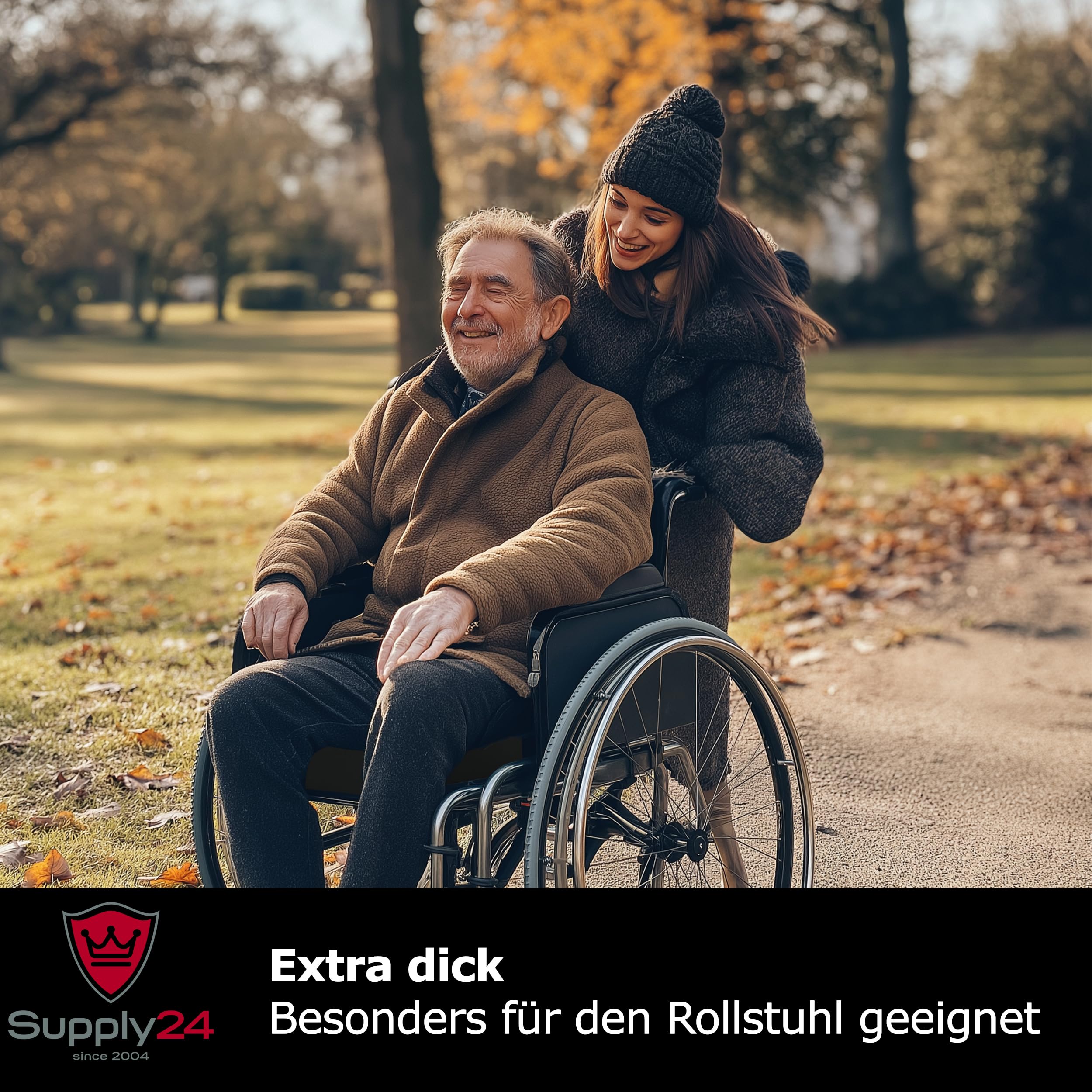 Orthopädisches Anti Dekubitus Viscoschaum Sitzkissen 52x45x10 cm – Made in Germany | Sitzpolster Ergonomisch & druckentlastend (RG 85 (mittel) Polyesterbezug schwarz)