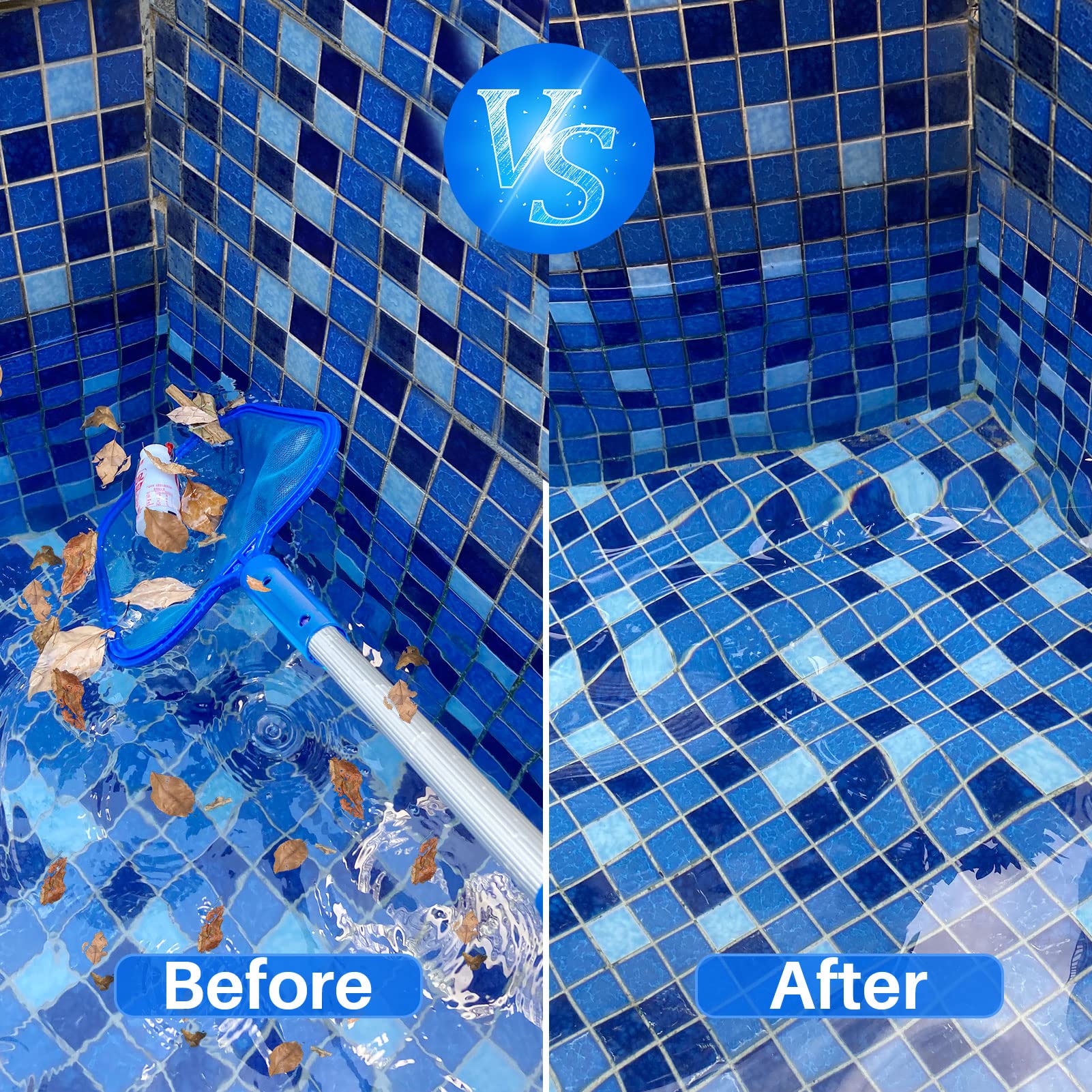 Epuisette Piscine Écumoire à Feuilles Avec Poignée Télescopique De 46