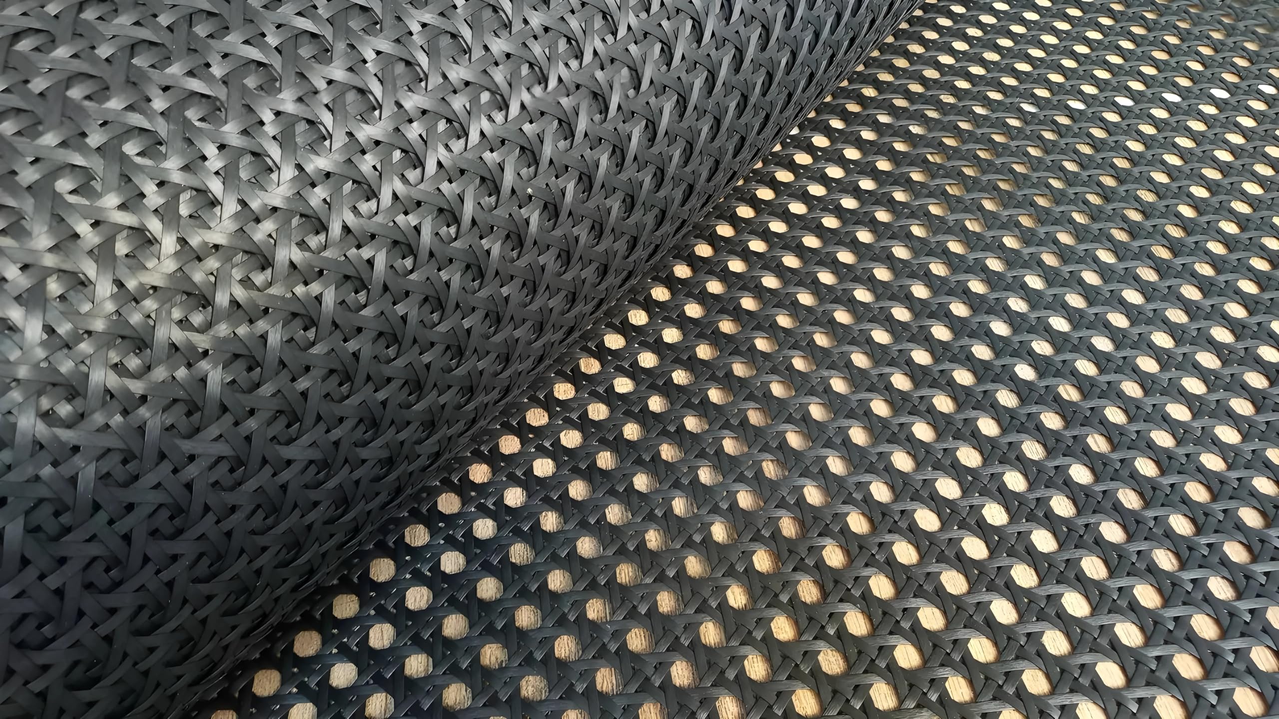 AM CANING Store Plastic Cane Webbing for Caning Projects Natural Look Pre - Woven Open Mesh Cane - PE Rattan Cane Webbing Rattan Roll Cabinet Chair (Black) (24x24 Inch)-image-26