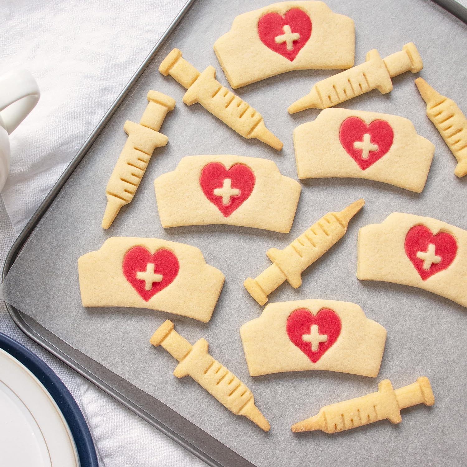 Set of 2 Nursing themed cookie cutters (Designs: Nurse and Syringe), 2 pieces - Bakerlogy