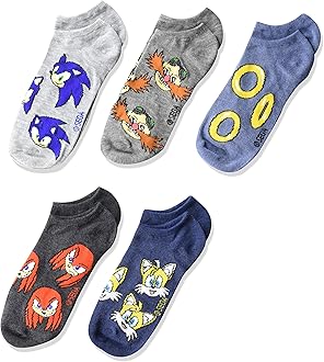 SONIC THE HEDGEHOGboys Sonic 5 Pack No Show Socks Casual Sock