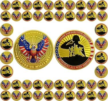 BHealthLife 50 Pcs National Salute US Military Challenge Coins for Veteran