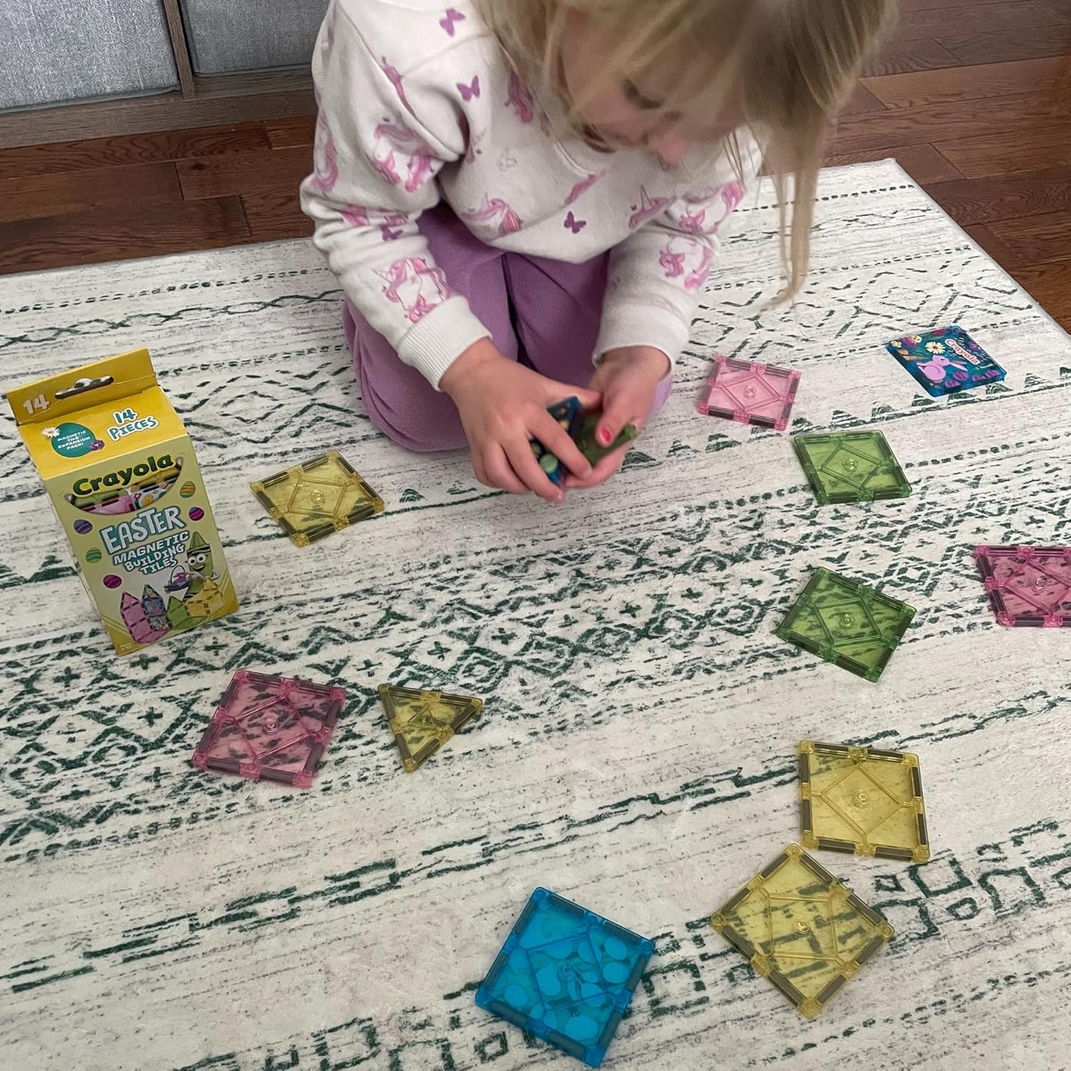 CreateOn Crayola Easter Magentic Tile Set - STEM & Montessori Building & Educational Toys for Kids, Travel Toys for Boys and Girls Ages 3+, 14-Piece Set - Image 4