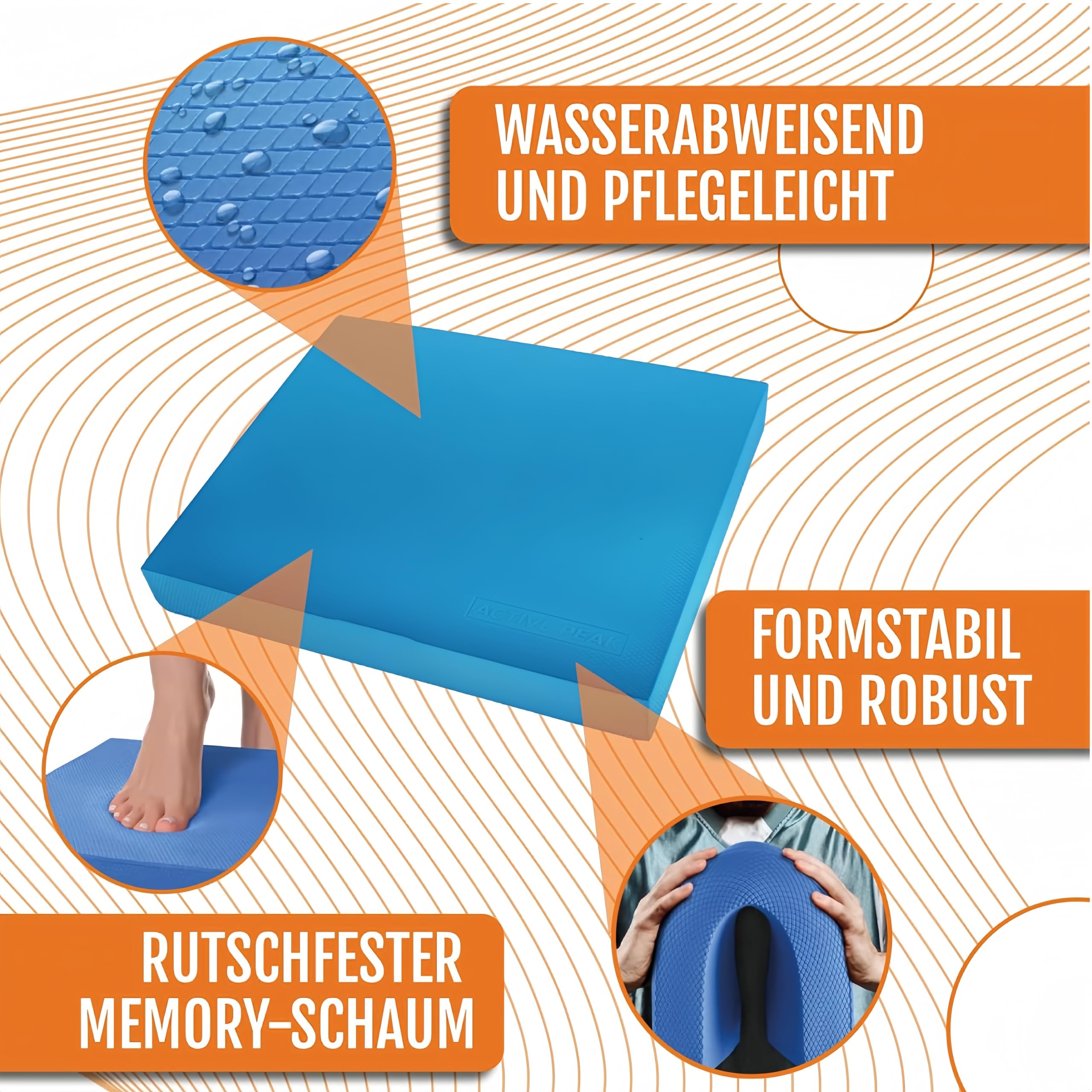 Coussin d'équilibre innovant 40 x 33 x 5 cm pour yoga, non déformé, équilibre, tapis d'équilibre, coussin de gymnastique, coussin oscillant, bleu