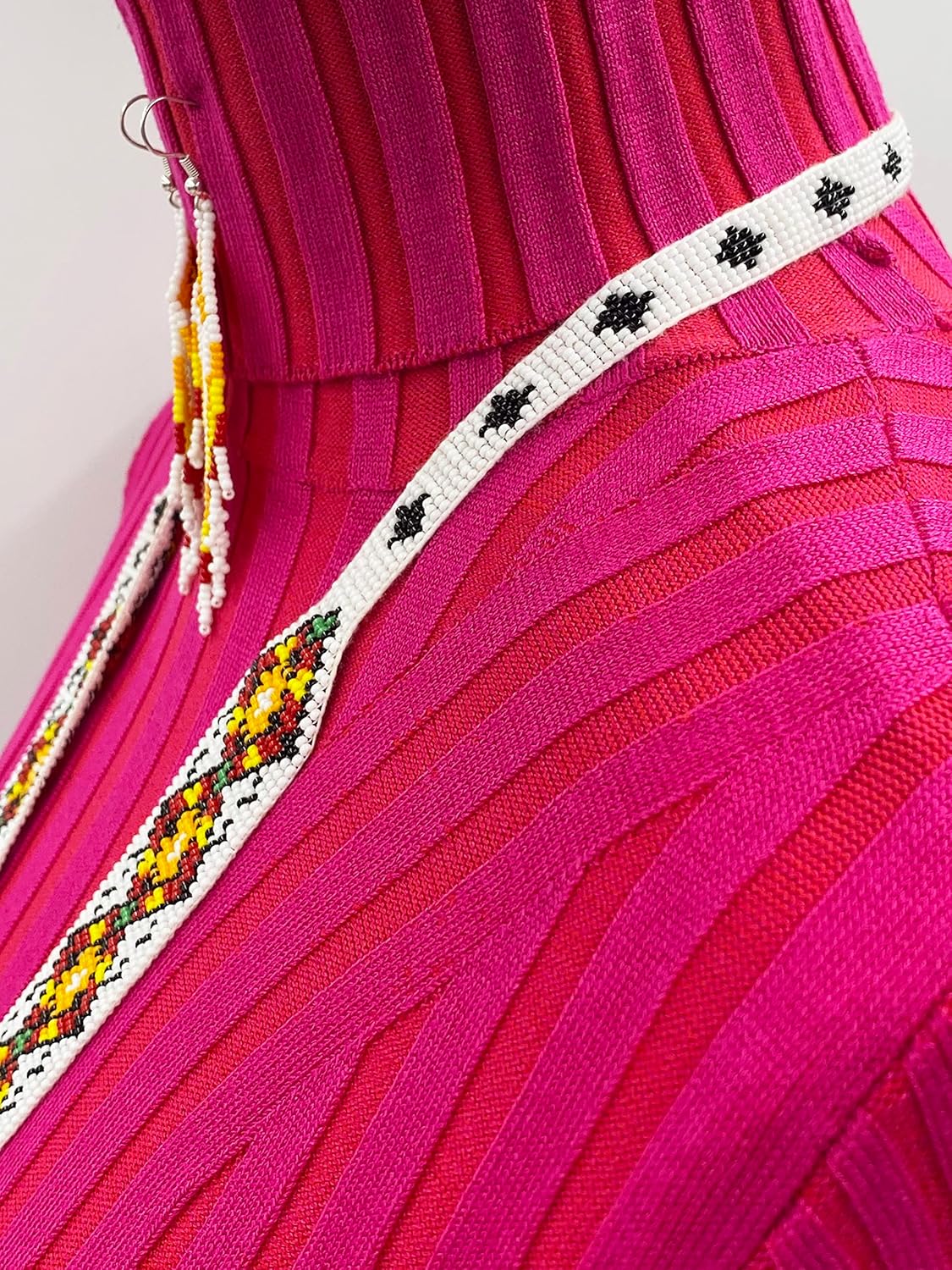 Native Tribal Style Long Statement Beaded Necklace for Women Handmade - Image 5