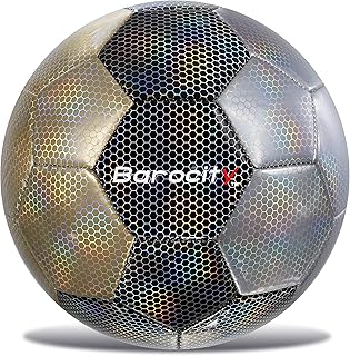 Soccer Ball - Premium Boy and Girl Official Match Ball with Cool Reflective Iridescent Rainbow Hex Pattern, Durable, Indoor, Outdoor, Training, Practice, Playtime and Games - Buy now