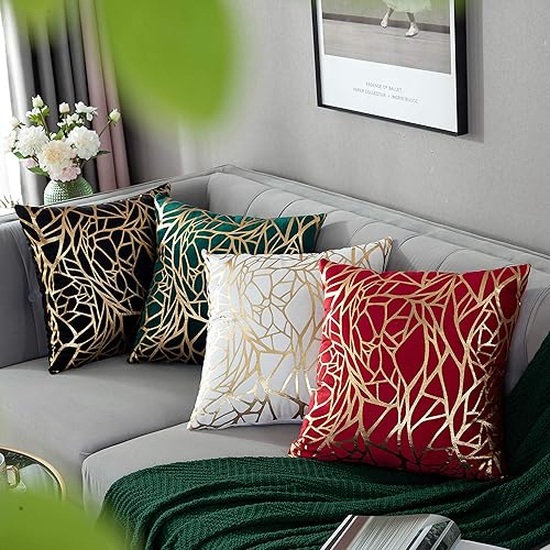 Miniatura 5 de TAOSON Juego de 2 fundas de cojín suaves y acogedoras con estampado geométrico de líneas abstractas irregulares, bronce, para sofá, cama, decoración