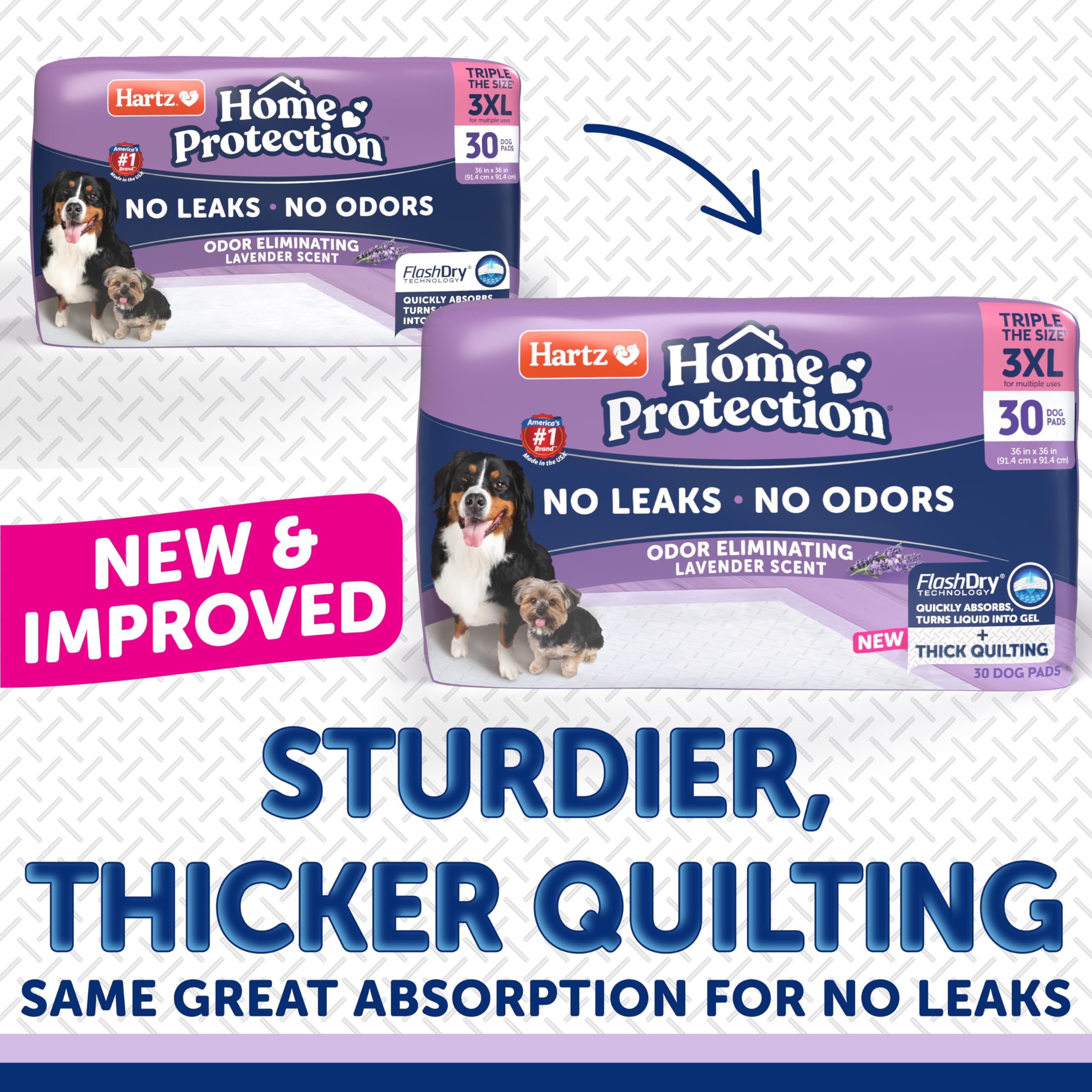 Hartz Almohadillas para perros con aroma para eliminar olores, superabsorbentes y no se filtran, aroma a lavanda, almohadillas 3XL, 30 unidades