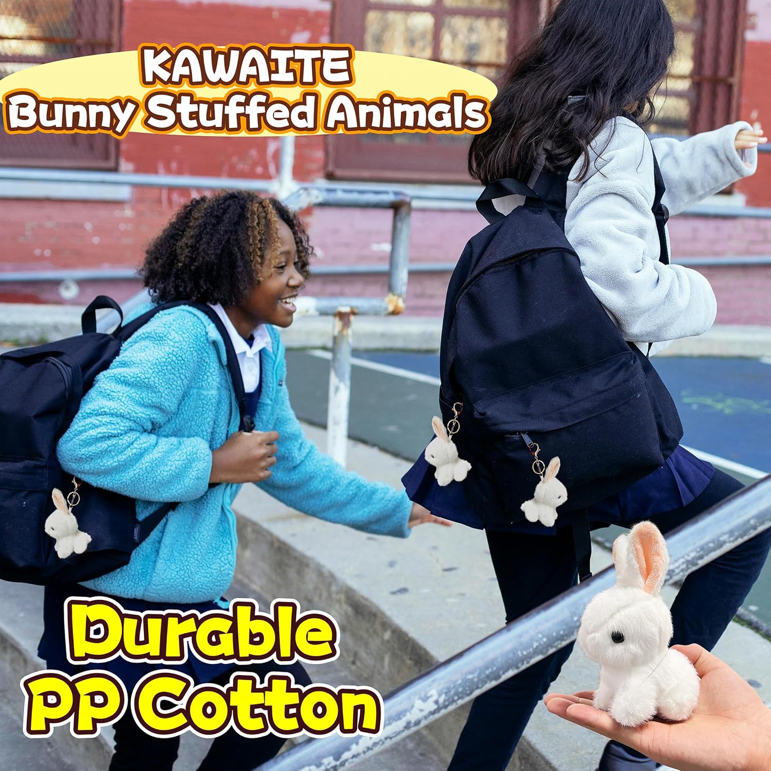 Kawaite Cute White Bunny Plush Toys for Kids and Adults, Soft Rabbit Stuffed Aniamls, Cuddly Bunny Doll Small Stuffed Animals for Kids, Girls and Boys Birthday, Easter Basket Stuffers