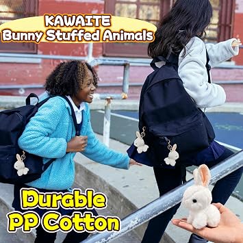 Kawaite Cute White Bunny Plush Toys for Kids and Adults, Soft Rabbit Stuffed Aniamls, Cuddly Bunny Doll Small Stuffed Animals for Kids, Girls and Boys Birthday, Easter Basket Stuffers