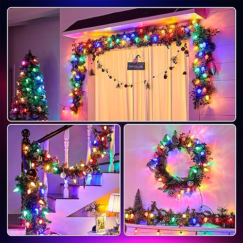 Miniatura 8 de Luces LED C9 de Navidad para exteriores, 97 pies, 150 LED, impermeables, decoraciones navideñas de fresas, luces de cadena, enchufables, luces