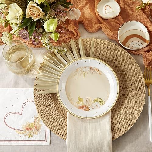 Miniatura 4 de Kate Aspen Platos de papel de alta calidad estilo bohemio rústico de 7 pulgadas (peso de 350 GSM, juego de 16), perfectos para bodas de otoño,