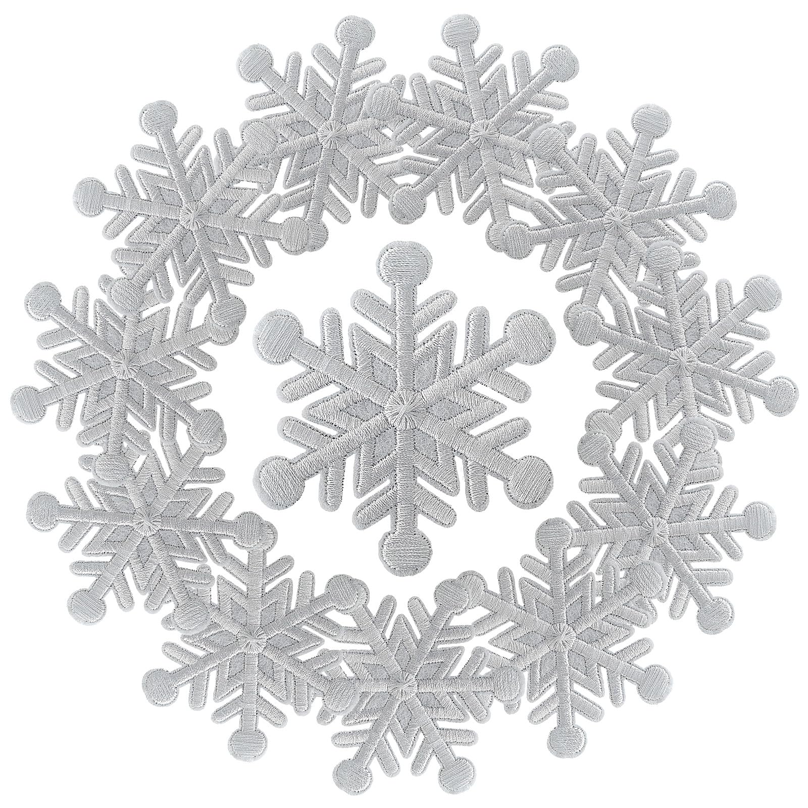 WILDREEDS 12 Pieces Christmas Snowflake Iron on Patches, Embroidered Christmas Snowflake Patch for Christmas Decoration, Clothing, T-Shirt, Backpacks, Hats, Jeans, Jackets