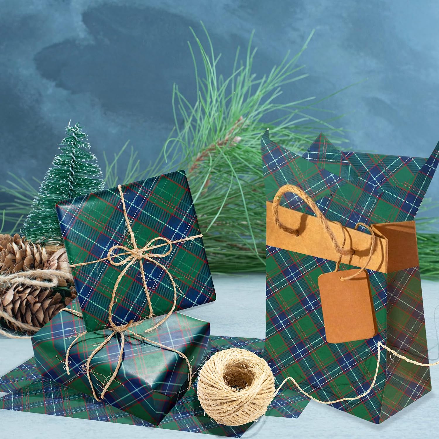 100 Sheets Green Plaid Tissue Paper Green Buffalo Wrapping Tissue Paper DIY Crafts Decoration for Birthday Wedding Baby Shower Christmas Party Favors,13.8 * 19.7inches