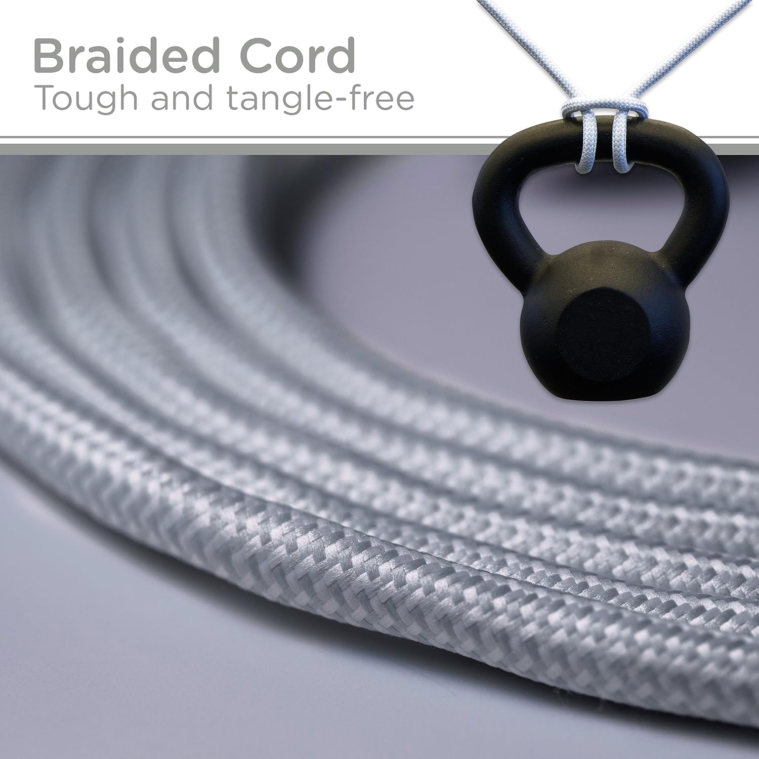 Cordinate Designer 3 Polarized Outlet Extension Cord with Surge Protection, Gray, Braided Décor Fabric Cord, 10 ft, Low-Profile Plug with Tamper Resistant Safety Outlets, 37911