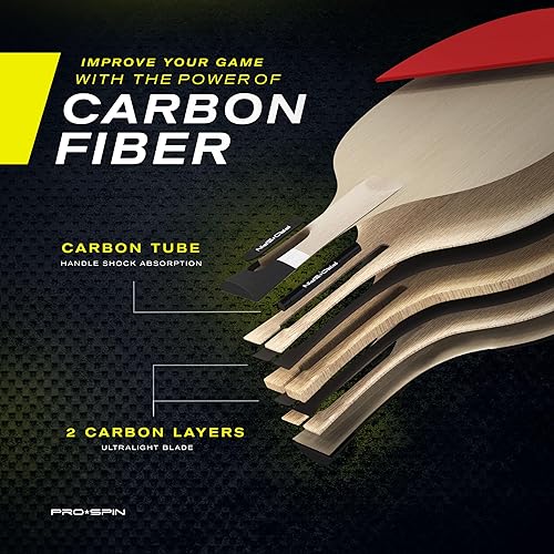 Miniatura 5 de PRO-SPIN Paletas de ping pong de carbono  Penhold agarre corto, raquetas de tenis de mesa premium con fibra de carbono  Hoja de nivel profesional de