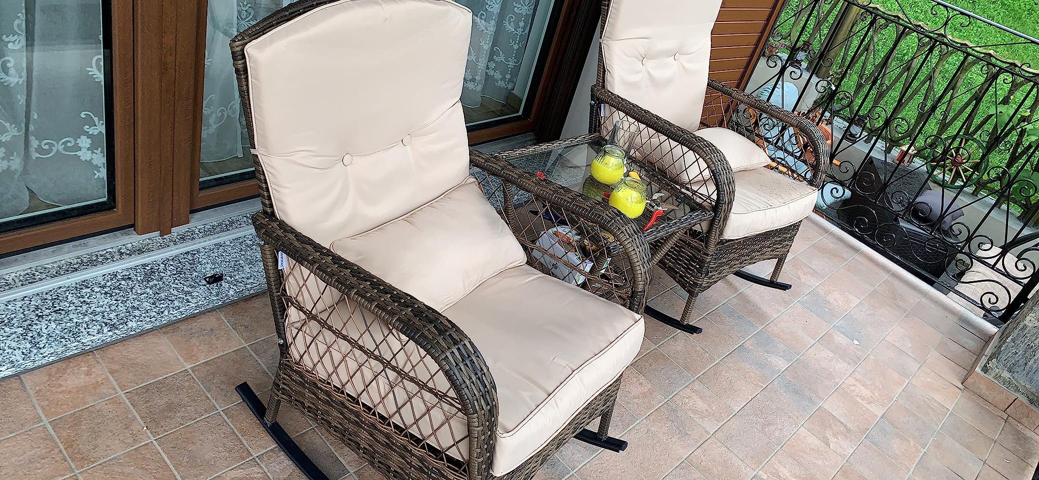 KOBRA Sedia A Dondolo Sospesa In Rattan Con Cuscini: Poltrona Elegante Per Interni Ed Esterni - 2