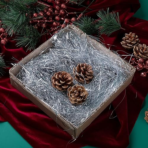 Vista 32 de Sfcddtlg 12000 hebras de carámbanos de Navidad de oropel de oropel plateado láser de papel de aluminio con flecos, árbol de Navidad, oropel Laser