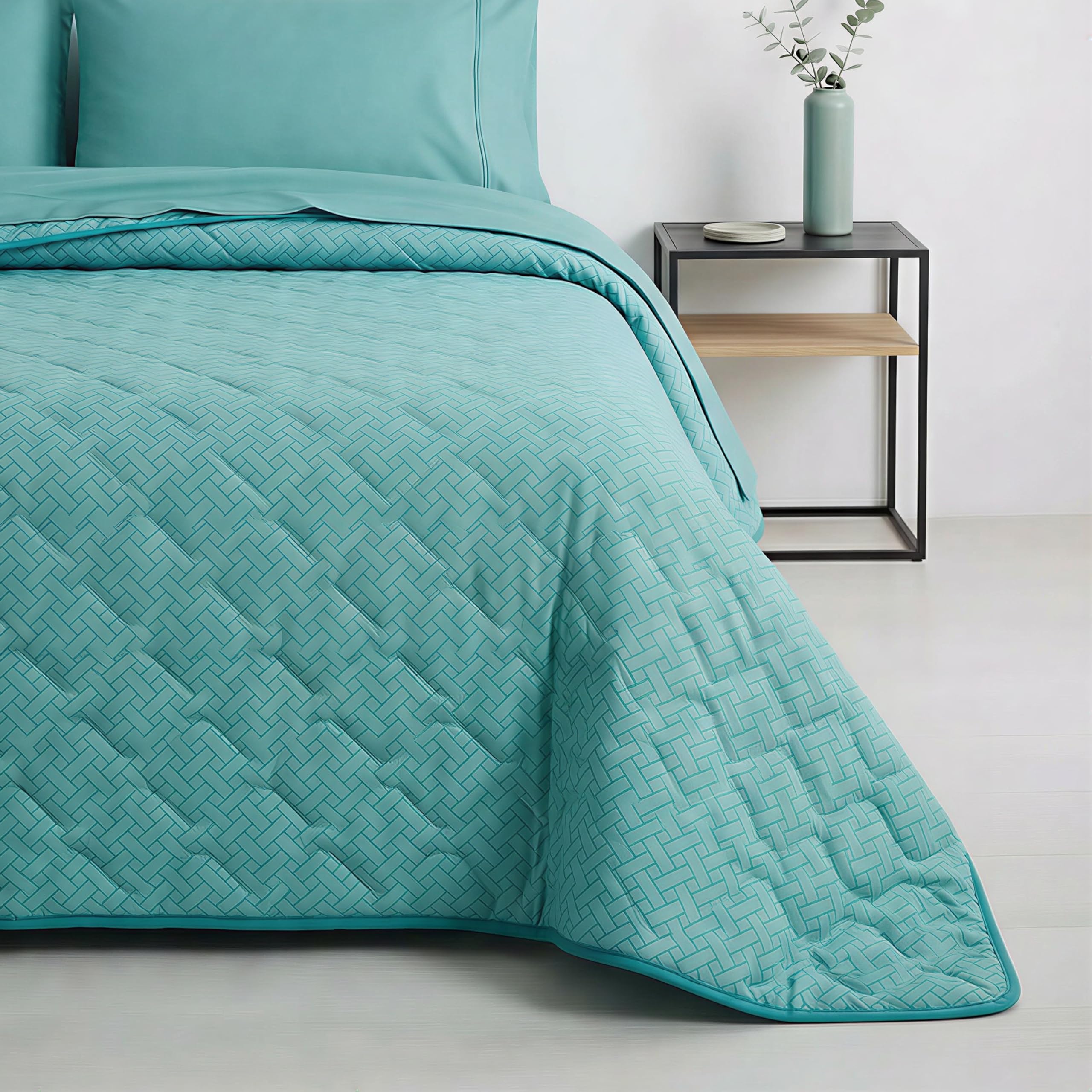 Mahome Colcha individual para primavera y verano, 100% puro algodón, 170 x 260 cm, ligera, reversible – Colcha acolchada suave transpirable hipoalergénica – Fabricado en Italia – Simme Tiffani