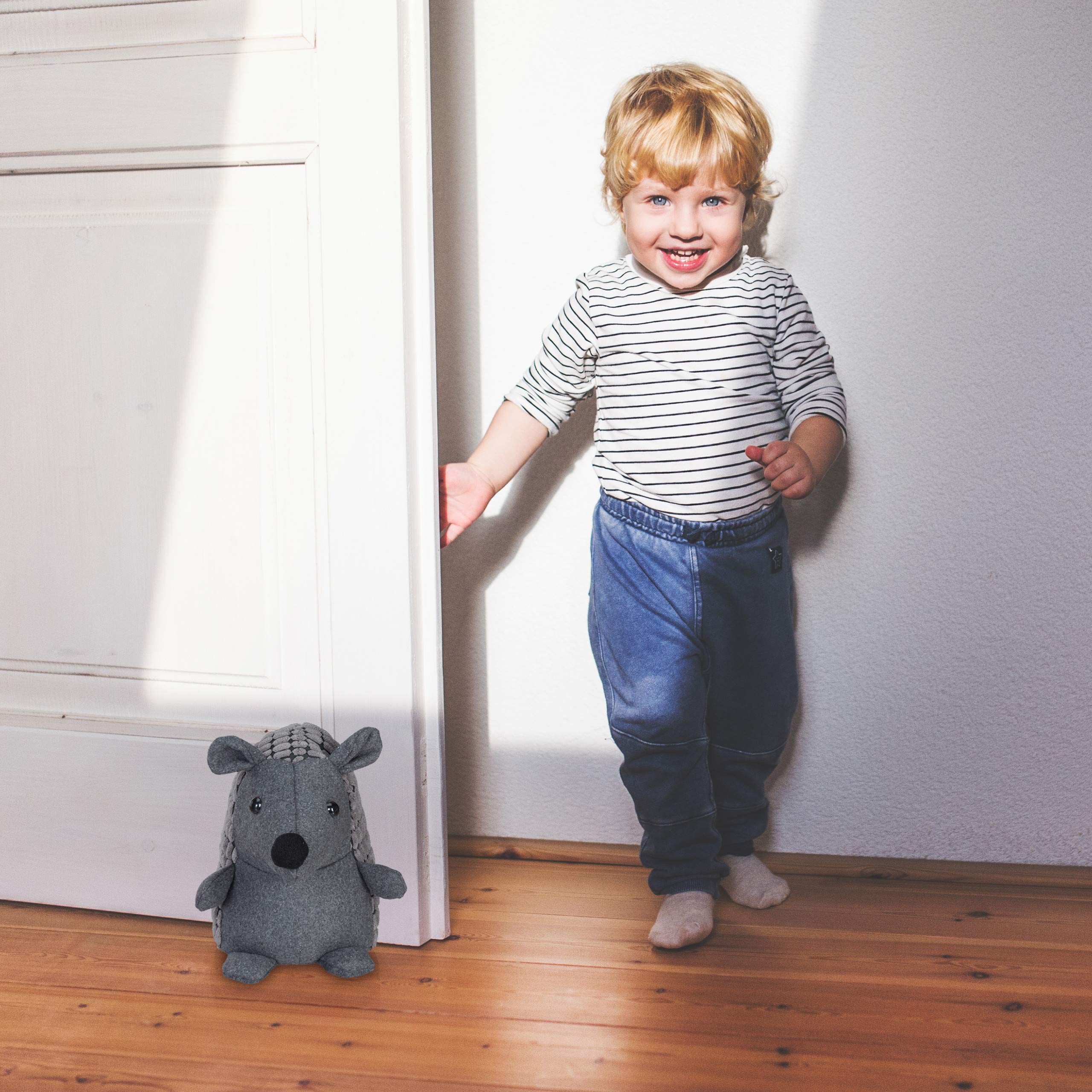 Relaxdays stoper do drzwi jeż, odbojnik wypełniony piaskiem, ciężka blokada drzwiowa, wysoki na 20 cm, ciemnoszary