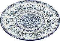 Vista 35 de Blue Rose - Plato mágico mágico de hoja perenne azul - 10.5 pulgadas de diámetro - Plato llano de cerámica polaca, diseño festivo para vajilla