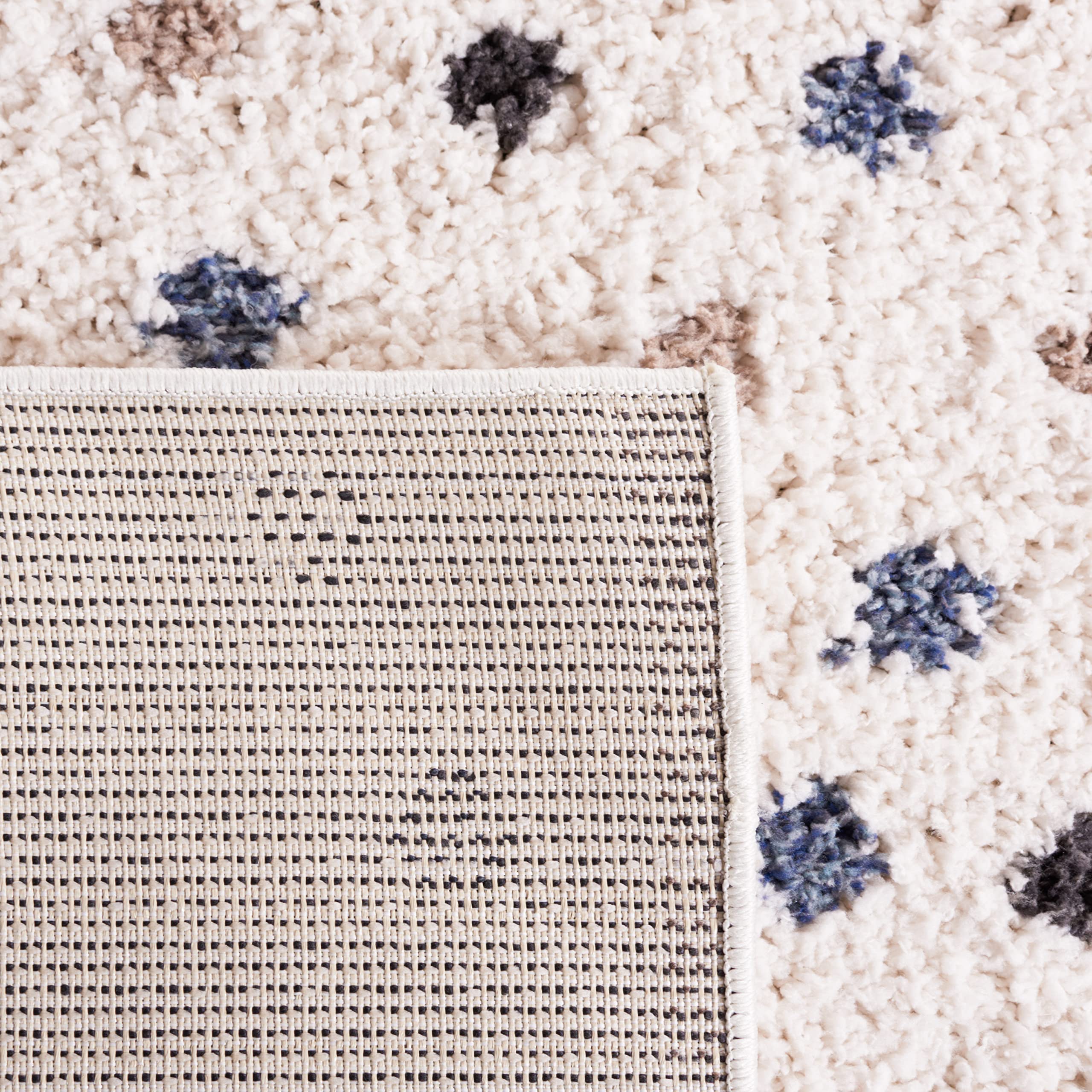 safavieh calico shag collection area rug - 10' x 14', ivory & taupe, polka dot design, non-shedding & easy care, 1.6-inch thick, ideal for the living room, dining, bedroom (clc102a)