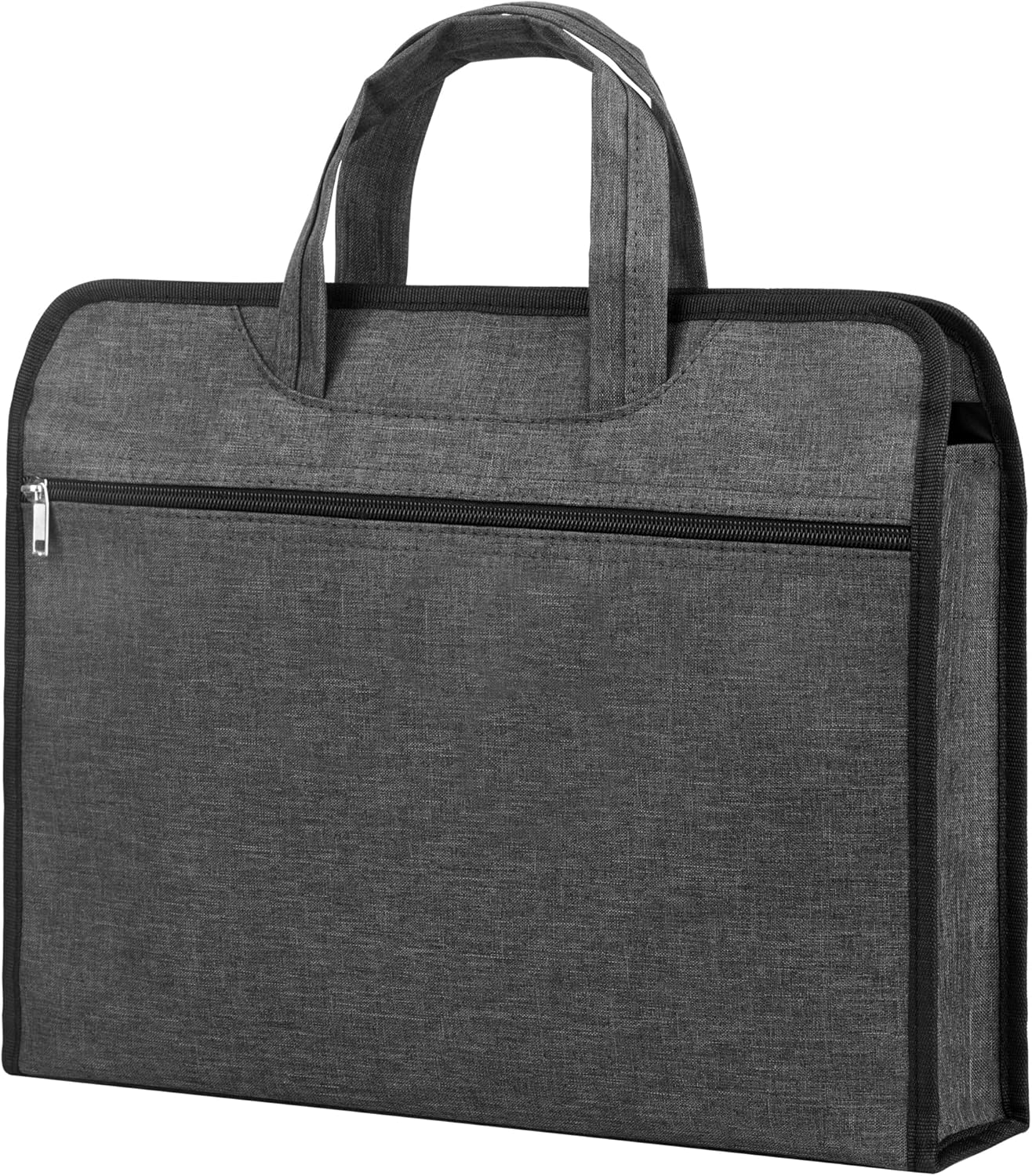 Laptop Bag with Handle - Portable Briefcase in Oxford Grey with Zipper, 2 Compartment Document Bag for School, Office & Business, Fits A4 Laptop