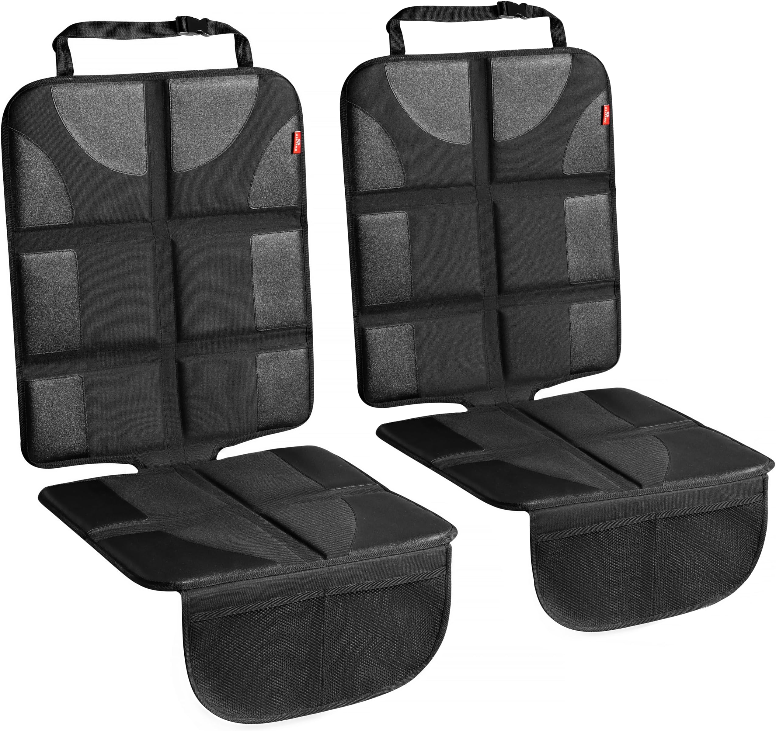Helteko Car Seat Protector with Thickest Padding + Backseat Car Organizer, XL Largest Car Seat Cover for Child Baby Carseat, Waterproof & Durable 600D Fabric, Kick Mat Back Seat w/Storage Pocket