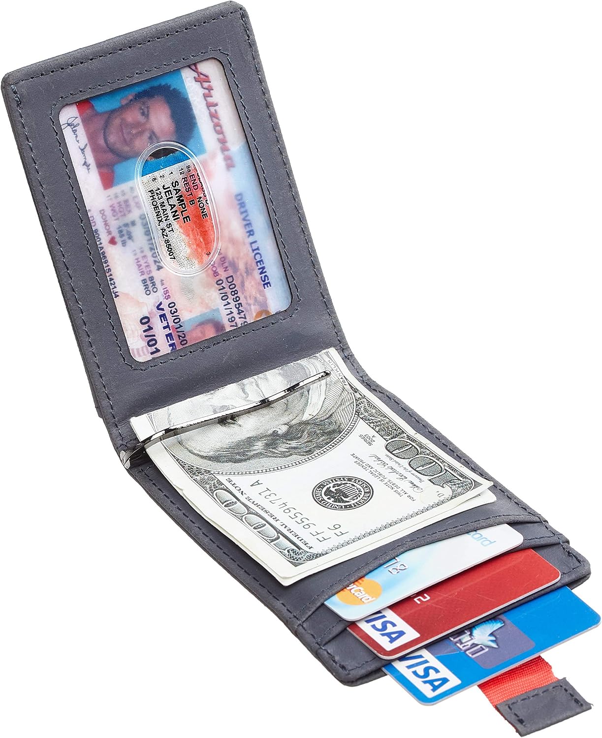 Toughergun Genuine Leather RFID Blocking Slim Bifold Slim Minimalist Front Pocket Wallets for Men