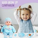 Toy Choi's 16 Inch Baby Doll with Different Sounds and Accessories, Blue | Interactive Crying Talking Feeding Features, Soft Cotton Body, Preschool Toys for Girls, Pretend Play Gifts for Toddlers Kids