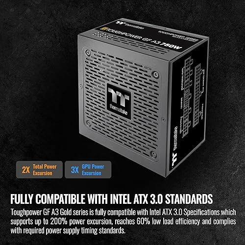 Miniatura 3 de Thermaltake Toughpower GF A3 750W, Conectores True 300W 12VHPWR en PSU y serie RTX 40 de NVIDIA, ATX 3.0PCI-E 5.0, 80+ Gold, Fuente de alimentación