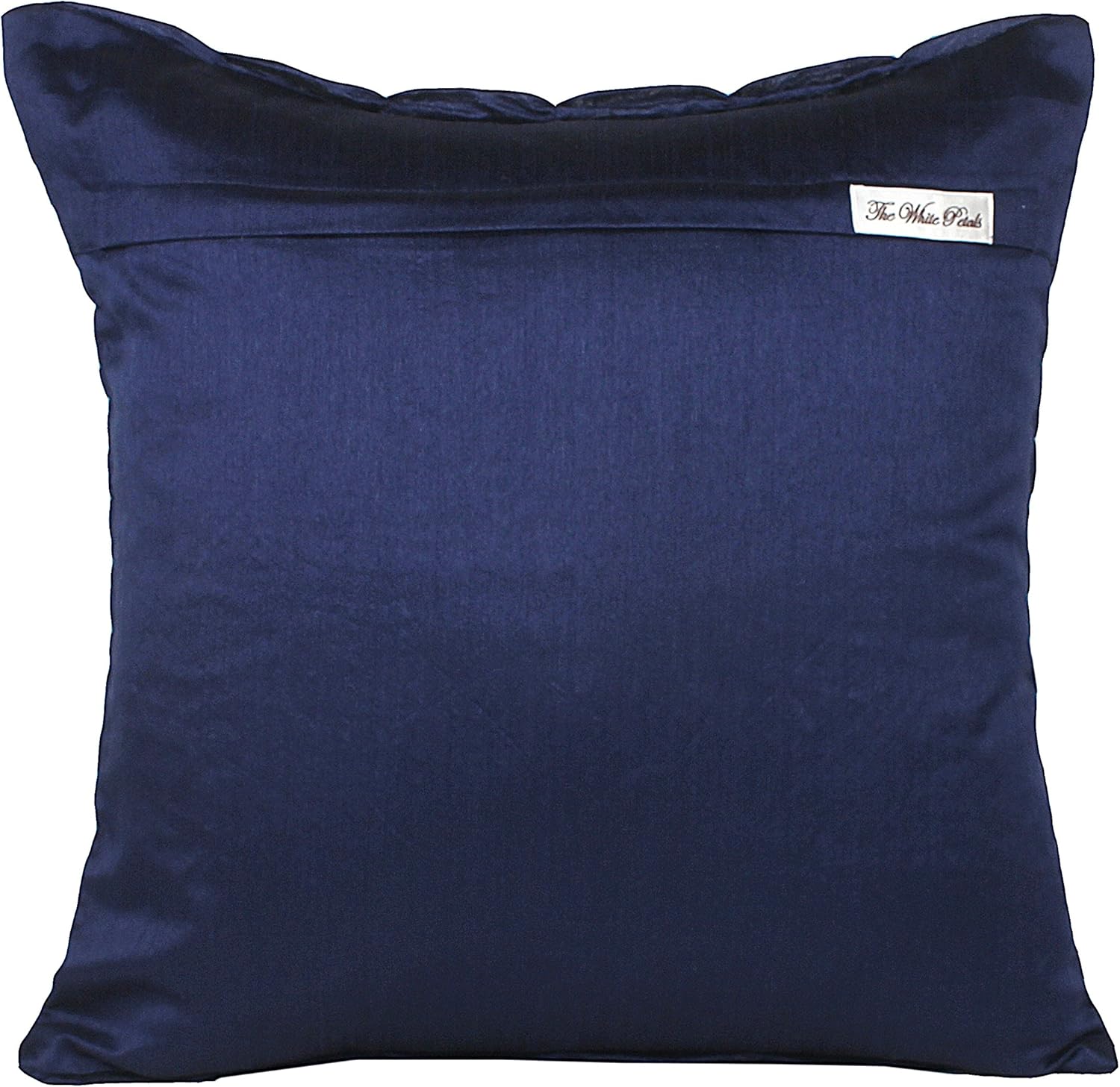 The White Petals Set of 2 Navy Blue Pillow Covers, Ruched, Textured (Solid Dark Blue, 16x16 inches)