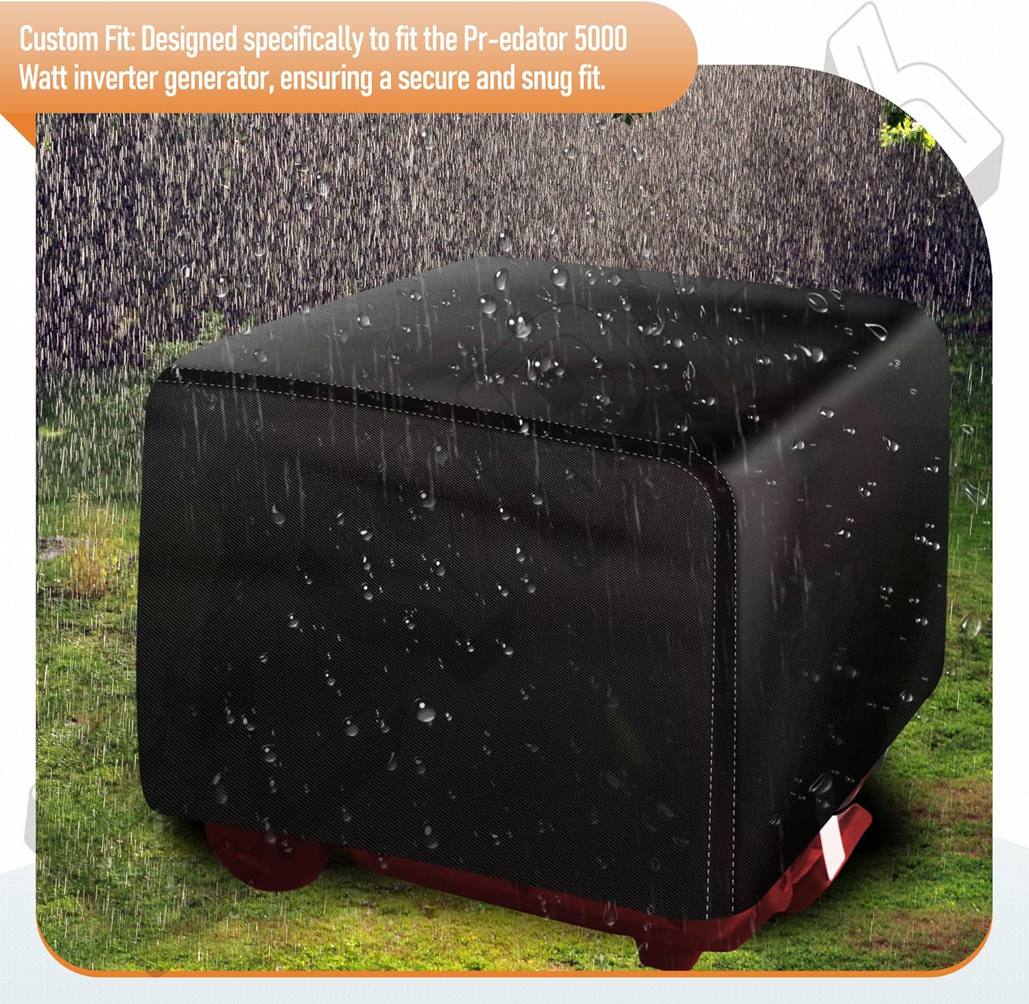 Custom Fit Generator Cover for Predator 5000 Watt Inverter Generator, Heavy Duty 600D Waterproof Material, All-Weather Protection