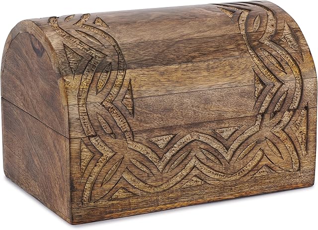 Ajuny Handcrafted Decorative Jewellery Storage Box with Border Design Carvings Multipurpose Use as Jewelry Storage Keepsake Box Organizer Great For Gifts